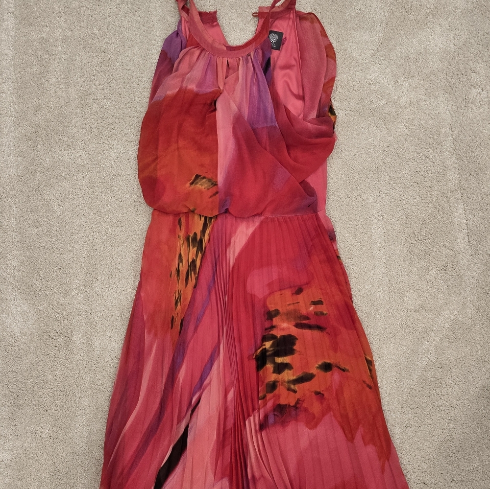Vince Camuto Pink Multicolor Pleated Dress